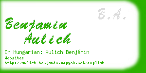 benjamin aulich business card
